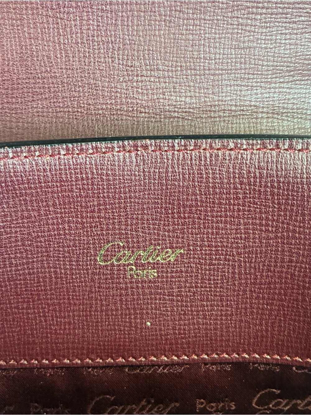 Cartier Burgundy Leather Shoulder Bag with Signature Flap - Picture 8 of 9